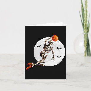 Tarjeta Skeleton Dunk Baloncestista Halloween Moon