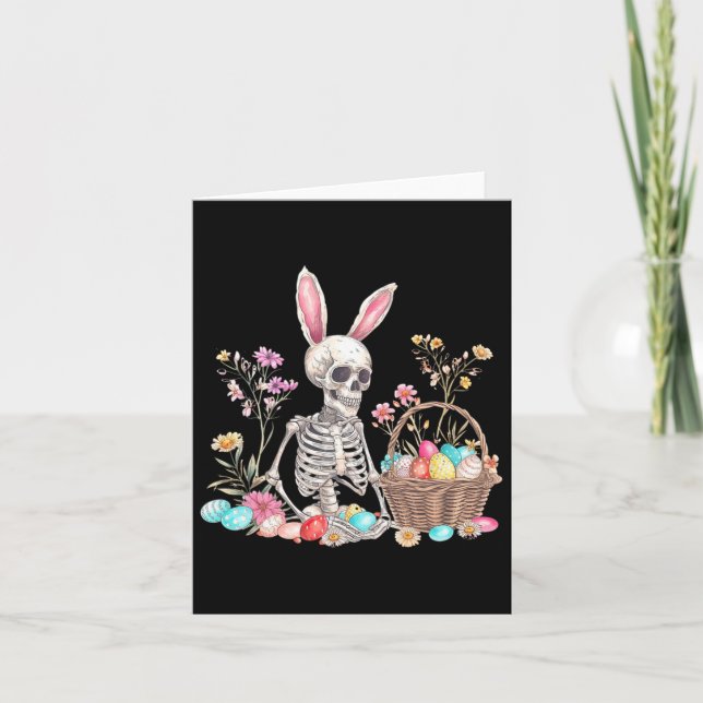 Tarjeta Skeleton Easter Skeleton Eggn Caverna Bunny (Anverso)