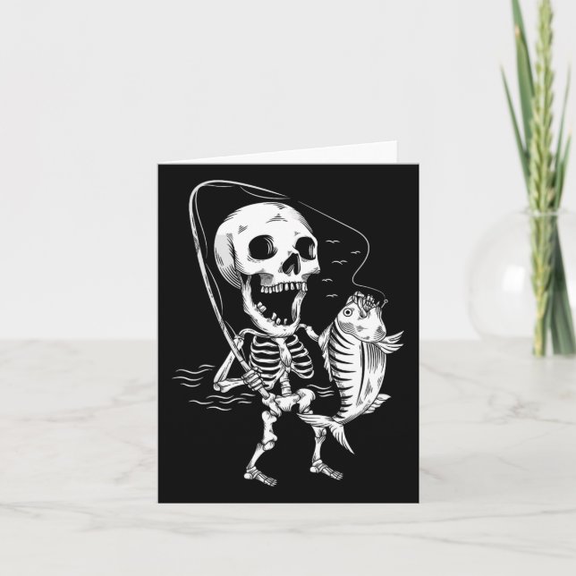 Tarjeta Skeleton Fishing Lazy Halloween Disstuve a Guay Sk (Anverso)