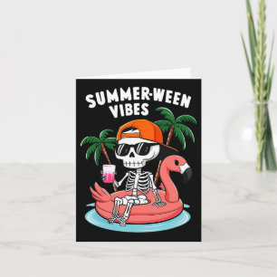 Tarjeta Skeleton Flamingo Summerween Vibes Halloween