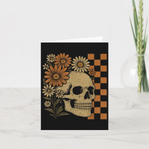 Tarjeta Skeleton floral retro Funny Skull Halloween