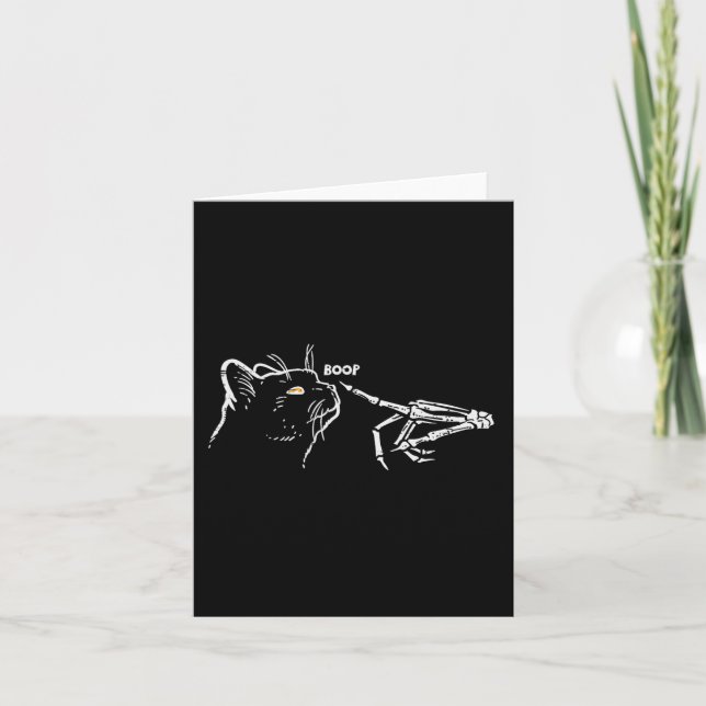 Tarjeta Skeleton Gato Negro Mano Boop Halloween Mascotas M (Anverso)