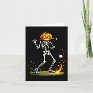 Tarjeta Skeleton Golf Funny Halloween Pumpkin Golf Golf Go