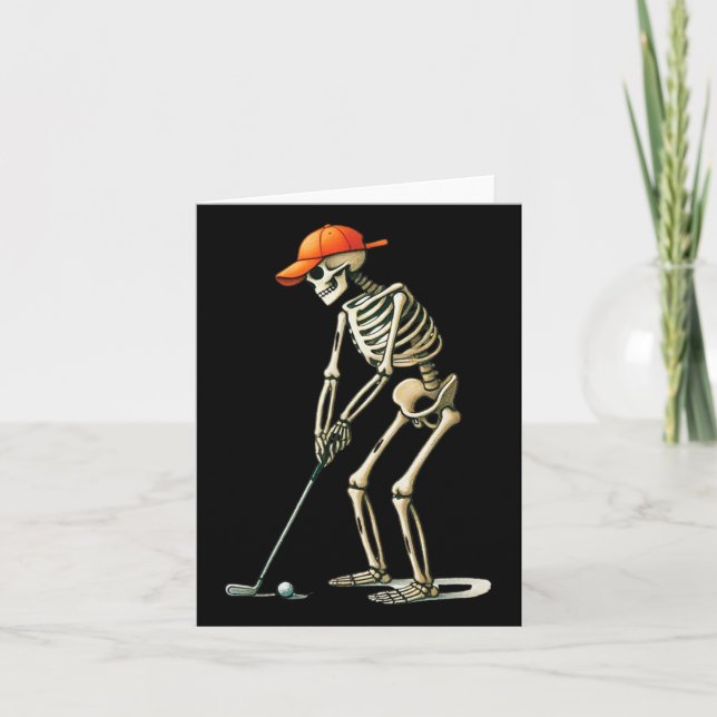Tarjeta Skeleton Golf Halloween Golf Player Funny M (Anverso)