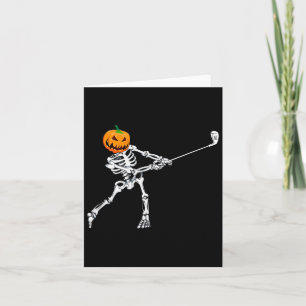 Tarjeta Skeleton Golf Halloween Pumpkin Golfing