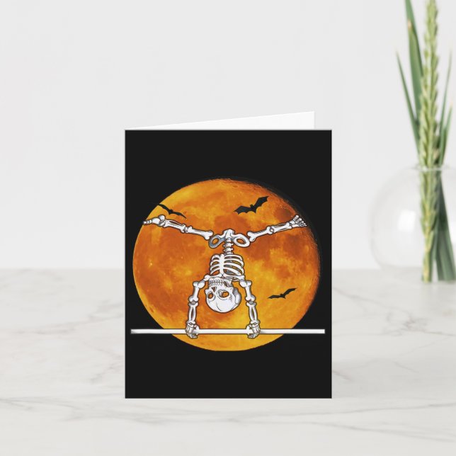 Tarjeta Skeleton Gymnastics Halloween Horizontal R (Anverso)