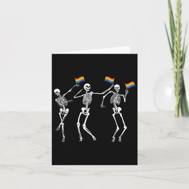 Tarjeta Skeleton Halloween Lgbt Flag Skeleton Gay Pride Mo (Anverso)
