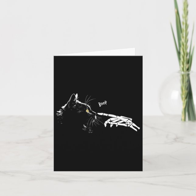 Tarjeta Skeleton Halloween Mano Boop Mascota de gatos negr (Anverso)