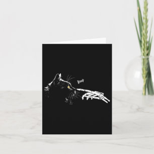 Tarjeta Skeleton Halloween Mano Boop Mascota de gatos negr