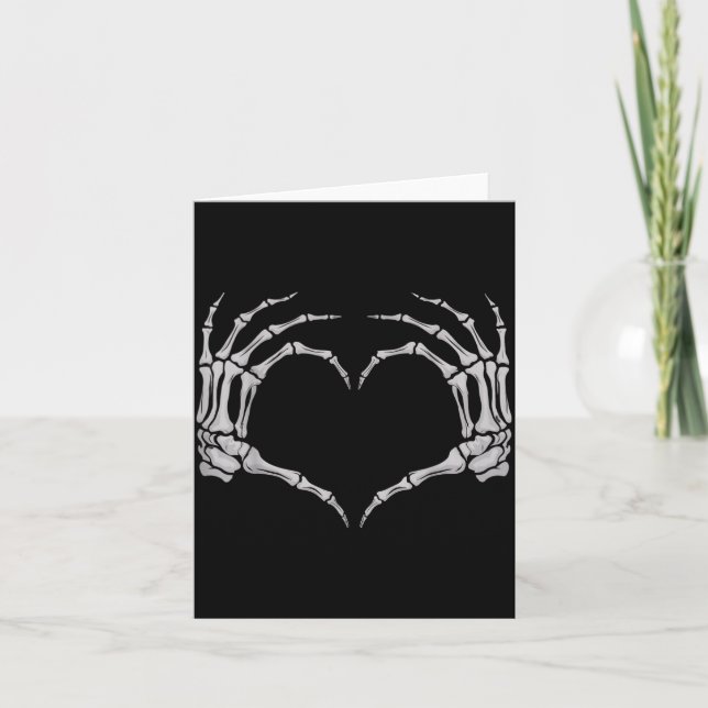 Tarjeta Skeleton Hand Heart Halloween Valentines Matching  (Anverso)