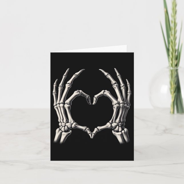 Tarjeta Skeleton Hand Heart Xray Retro Funny Halloween Cos (Anverso)