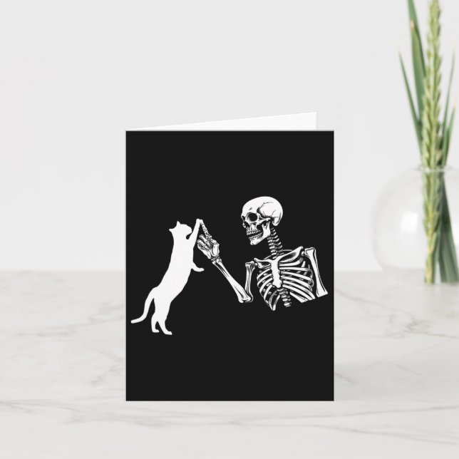 Tarjeta Skeleton Hand Jugando El Gracioso Disfraz De Hallo (Anverso)