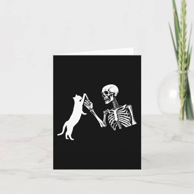 Tarjeta Skeleton Hand Jugando El Gracioso Disfraz De Hallo (Anverso)