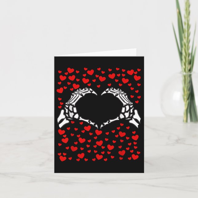 Tarjeta Skeleton Heart Hands Bones Día de San Valentín Par (Anverso)