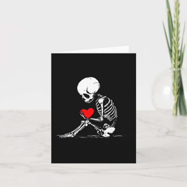 Tarjeta Skeleton Heart Valentines Emo Gothic Minimalist Ck (Anverso)