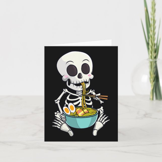 Tarjeta Skeleton Japonés Ramen Noodles Anime Halloween Co (Anverso)