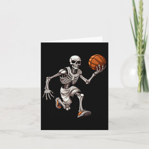 Tarjeta Skeleton Jugando Baloncesto Halloween Skull Lover