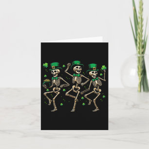 Tarjeta Skeleton Leperchaun Funny Skeleton Bailando St Pat