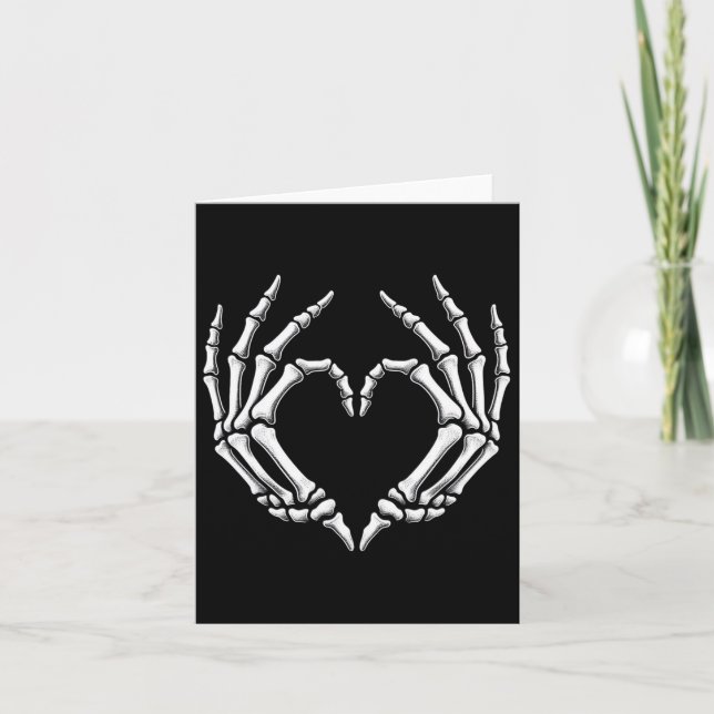 Tarjeta Skeleton manos Rótulo de corazón retro disfraz de  (Anverso)