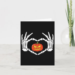 Tarjeta Skeleton manos Rótulo de corazón retro disfraz de 