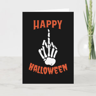 Tarjeta Skeleton Middle Finger Happy Halloween