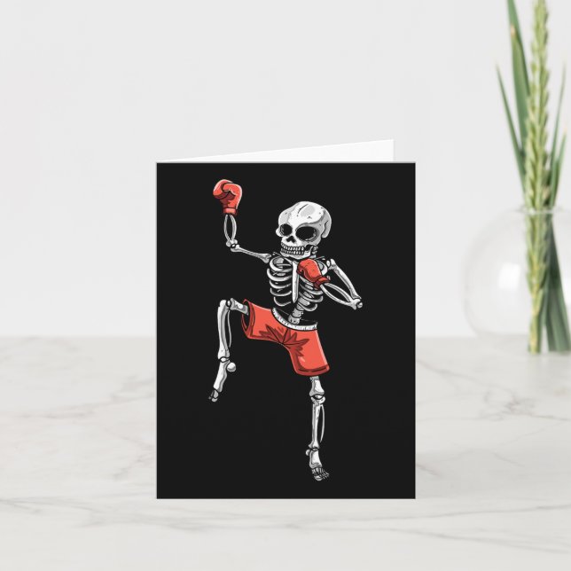 Tarjeta Skeleton Muay Thai Halloween Kickboxing Mma Fighti (Anverso)