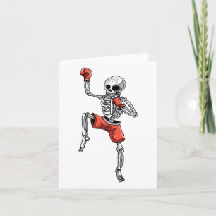 Tarjeta Skeleton Muay Thai Halloween Kickboxing Mma Fighti