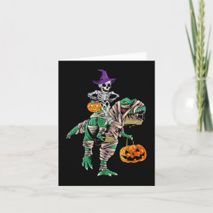 Tarjeta Skeleton Mummy Dinosaur T Rex Halloween Para Niños