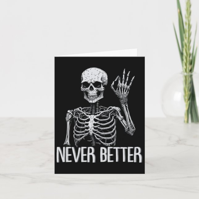 Tarjeta Skeleton nunca mejor conjunto de cráneos de Hallow (Anverso)
