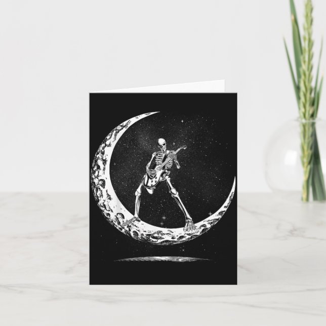 Tarjeta Skeleton Playing Guitar Rock And Roll Band For Men (Anverso)