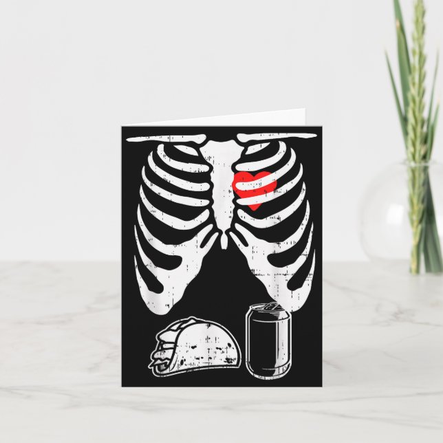 Tarjeta Skeleton Pregnancy Taco Beer Xray Halloween Soon D (Anverso)