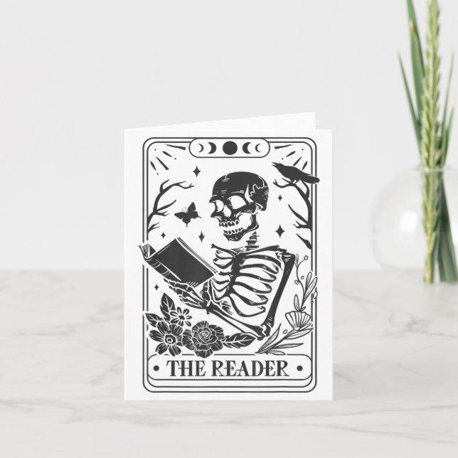 Tarjeta Skeleton Reading Book Lover Funny The Reader Tarot (Anverso)
