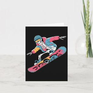 Tarjeta Skeleton Retro Snowboarding Para El Lov Del Deport
