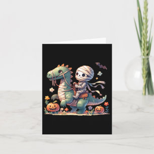 Tarjeta Skeleton Riding Dragon Halloween Templo Kid