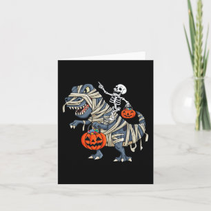 Tarjeta Skeleton Riding Mummy T Rex Halloween Chicas K