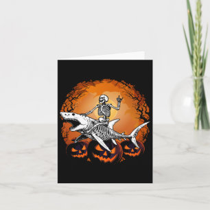 Tarjeta Skeleton Riding Shark Lazy Halloween Disstume dive