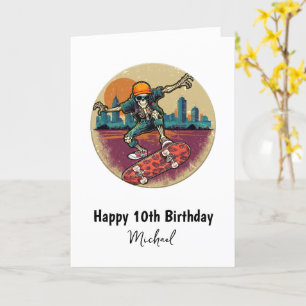 Tarjeta Skeleton Skateboard Feliz cumpleaños Añadir nombre