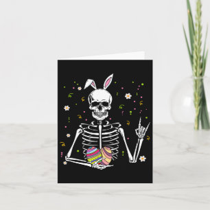 Tarjeta Skeleton Skeleton del Día de Pascua Bunny Rock Han