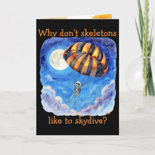 Tarjeta "Skeleton Skydiver" Chiste infantil Halloween