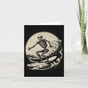 Tarjeta Skeleton Surfer Vintage Big Wave Surfing Funny Hal