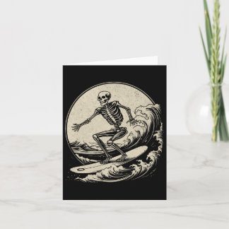 Tarjeta Skeleton Surfer Vintage Big Wave Surfing Funny Hal