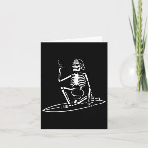 Tarjeta Skeleton Surfing Lazy Halloween Costueve Skull Bon
