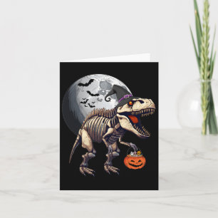 Tarjeta Skeleton T Rex Dinosaur Fun Halloween Calabaza Niñ