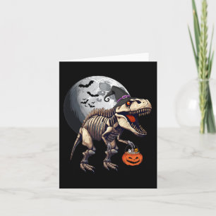 Tarjeta Skeleton T Rex Dinosaur Funny Halloween Calabaza B