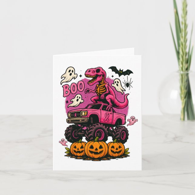 Tarjeta Skeleton T Rex Dinosaurio Monster Truck Brea (Anverso)
