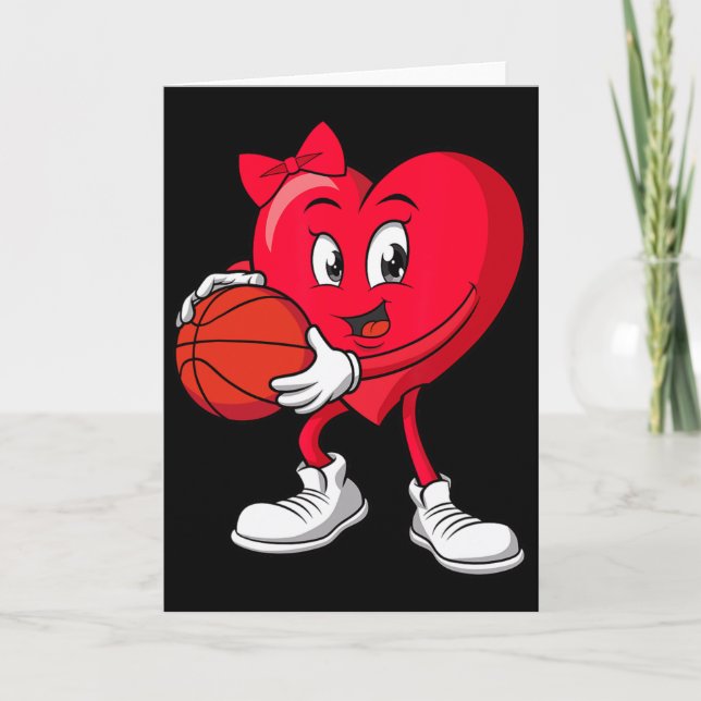Tarjeta Sketll Valentine's Day Cute Red Heart Player Girls (Anverso)