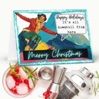 Tarjeta Ski Christmas Card Funny Retro Skiing Best Friend