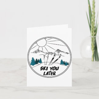 Tarjeta Ski later winter sports vintage powder snow skiing