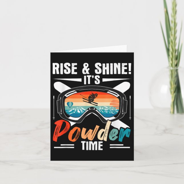 Tarjeta Ski Retro Winter Sport Skise Rise & amp; Shine! Es (Anverso)