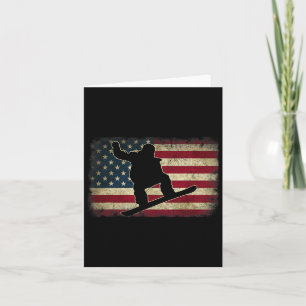 Tarjeta Ski Snowboard Snowboard Bandera Estadounidense Usa